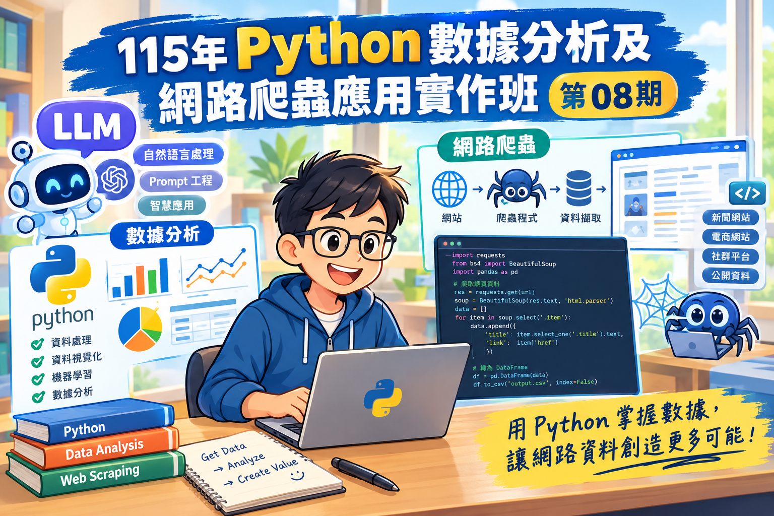 115年Python數據分析及網路爬蟲應用實作班第08期